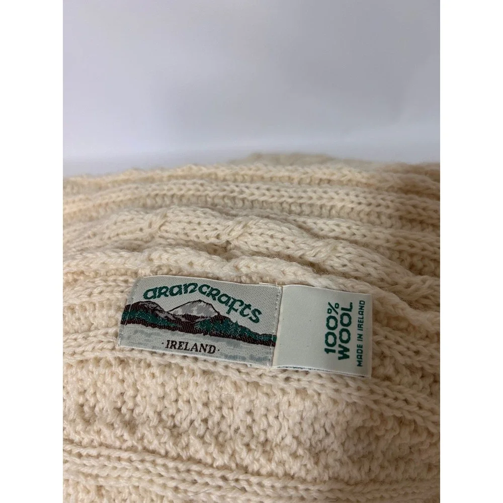 Aran Crafts 100% Wool Honeycomb Cream Throw Blanket Ireland 70